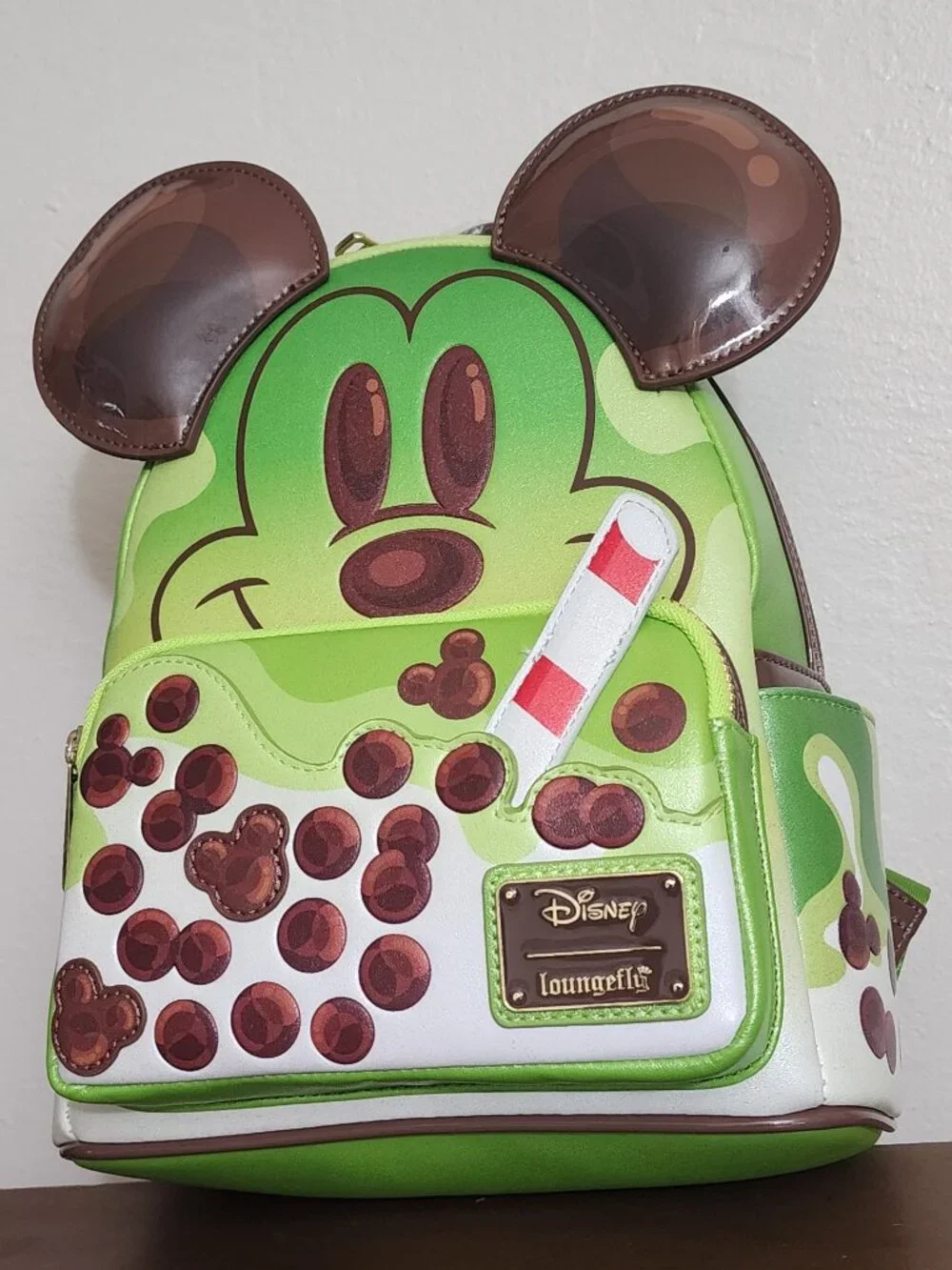 Loungefly Disney Mickey Mouse Green Tea Boba Figural Mini Backpack